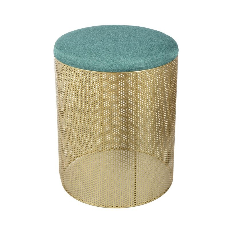 Artekko Artekko Stool Τραπεζάκι Βοηθητικό/Σκαμπώ Μεταλλικό Χρυσό/Γαλάζιο (40x40x46)cm 19CF1264