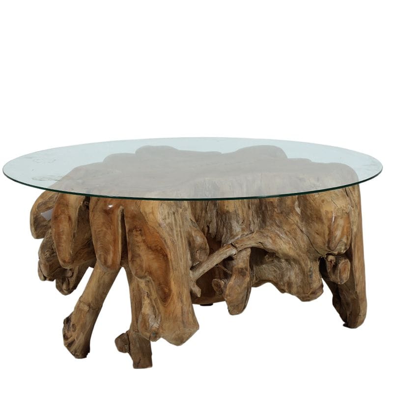 Artekko Artekko Lintin Τραπέζι Σαλονιού Ρίζα (80x80x45)cm με Τζάμι (125x75)cm 201-0405