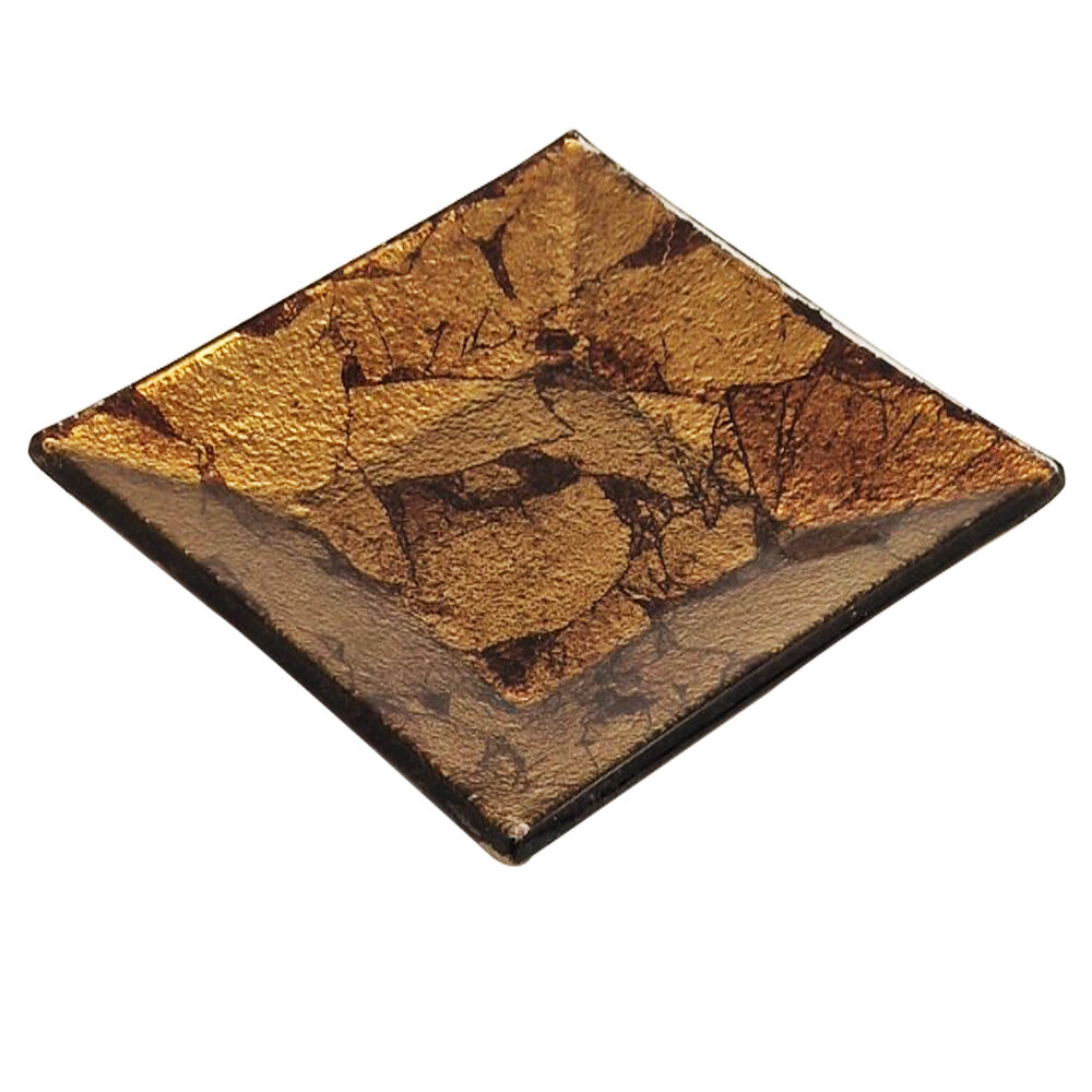 Artekko Artekko Golden Leaf Γυάλινο Πιάτο Γλυκού (15x15x2)cm 203-1012