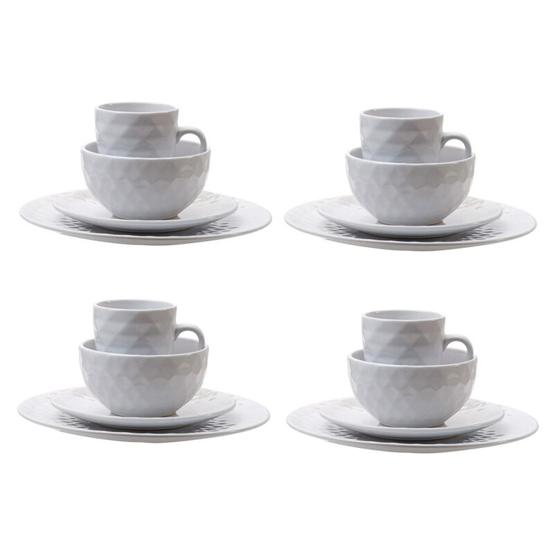 Artekko Artekko Dinnerware Λευκό Κεραμικό Σερβίτσιο Φαγητού (27x27x2)cm 16pcs 2137-CREA-DS
