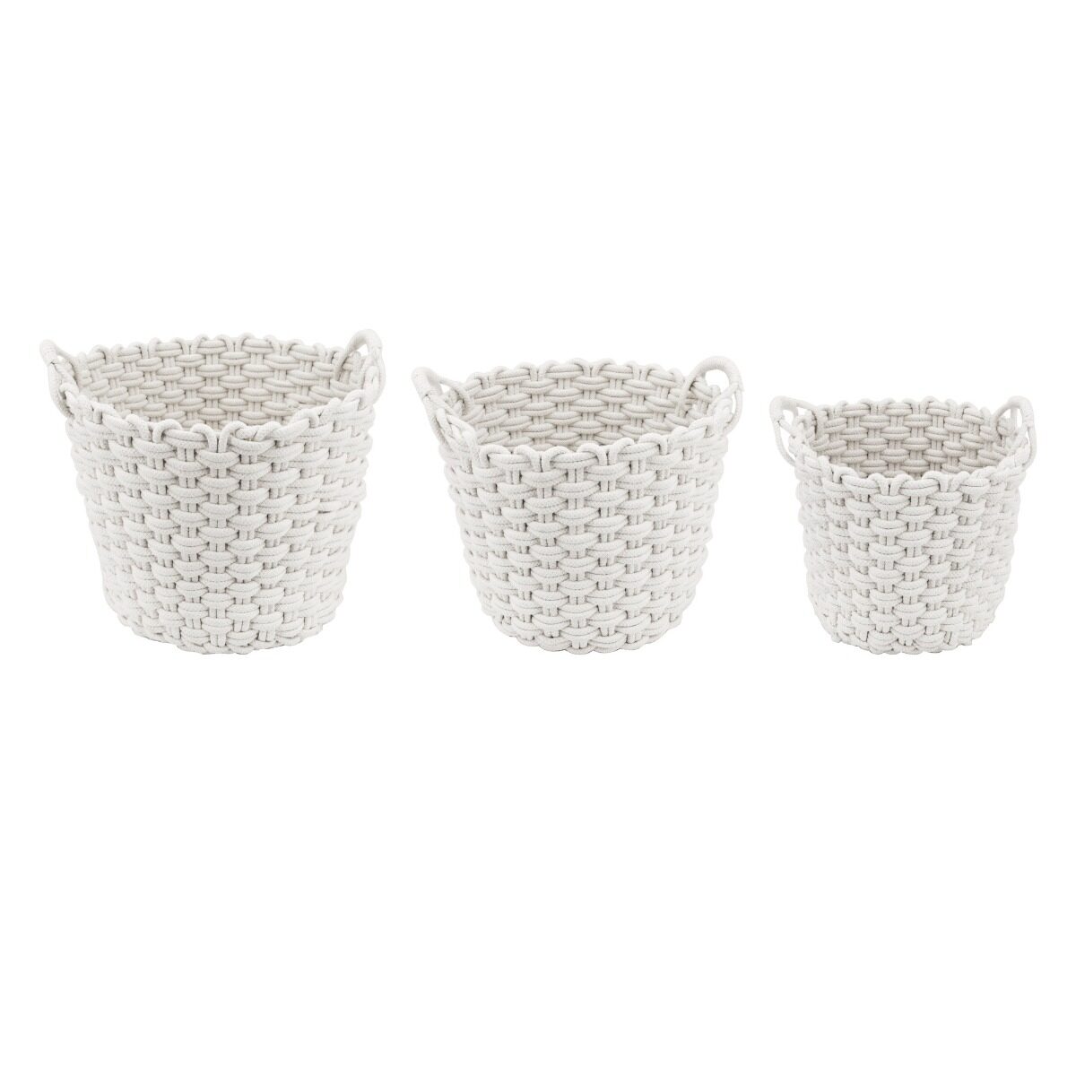 Artekko Artekko Woven Λευκά Υφασμάτινα Καλάθια από Βαμβάκι και Πολυεστέρα (61x40x20)cm 3pcs 23620-3