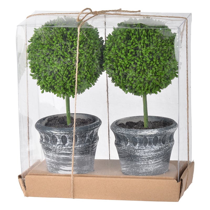 Artekko Artekko Boxwood Πράσινος Πλαστικός Τεχνητός Πύξος σε Κασπώ (20.3x10.2x24.1)cm 2pcs 29570-BLAC