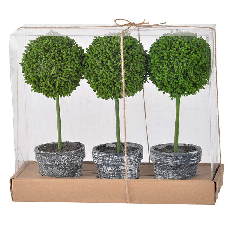 Artekko Artekko Faux Τεχνητός Πυξός σε Γλαστράκι (26.9x9x24.1)cm Σετ/3 29574-BLAC