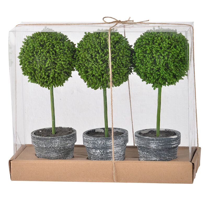 Artekko Artekko Faux Τεχνητός Πυξός σε Γλαστράκι (26.9x9x24.1)cm Σετ/3 29574-BLAC