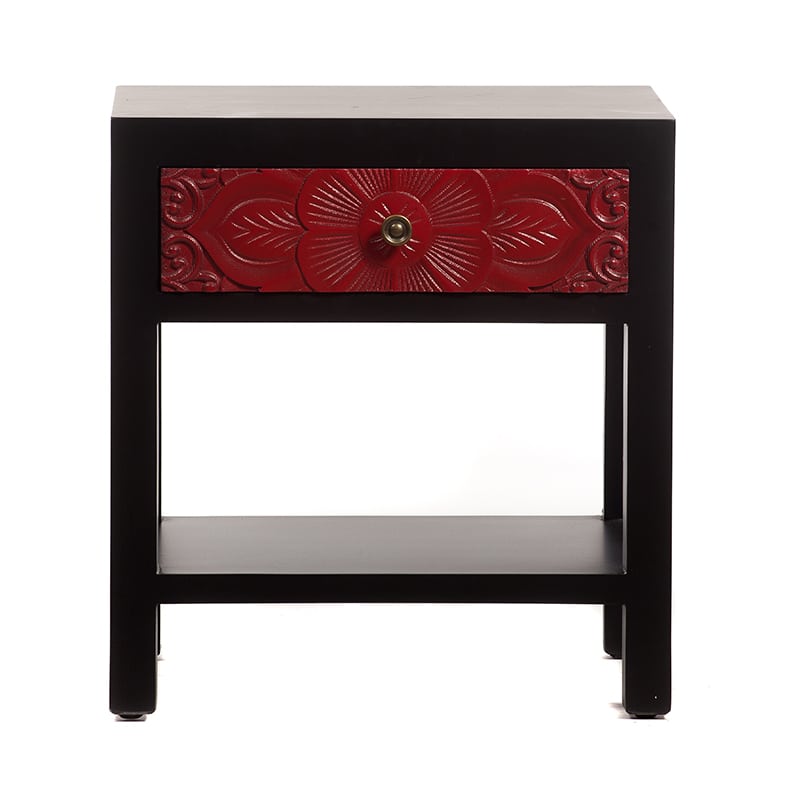 Artekko Artekko Chinoise Handmade Flower Bed Side Table with 1 Drawer (47x34x50) 305-2153