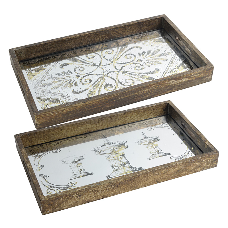 Artekko Artekko Tray Χρυσοί Διακοσμητικοί Δίσκοι MDF με Καθρέπτη (43.2x26.7x5.1)cm 2pcs 31967
