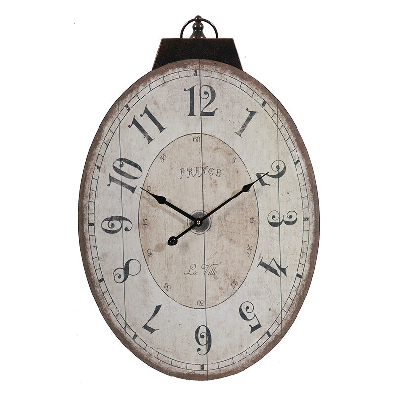 Artekko Artekko Clock Οβάλ Μπεζ Ρολόι Τοίχου MDF (45x3.1x73.7)cm 35002