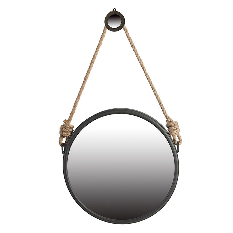 Artekko Artekko Mirror Καθρέπτης Τοίχου Μέταλλo/Γυαλί/Σχοινί Μαύρο (49.5x4.5x49.5)cm 36400