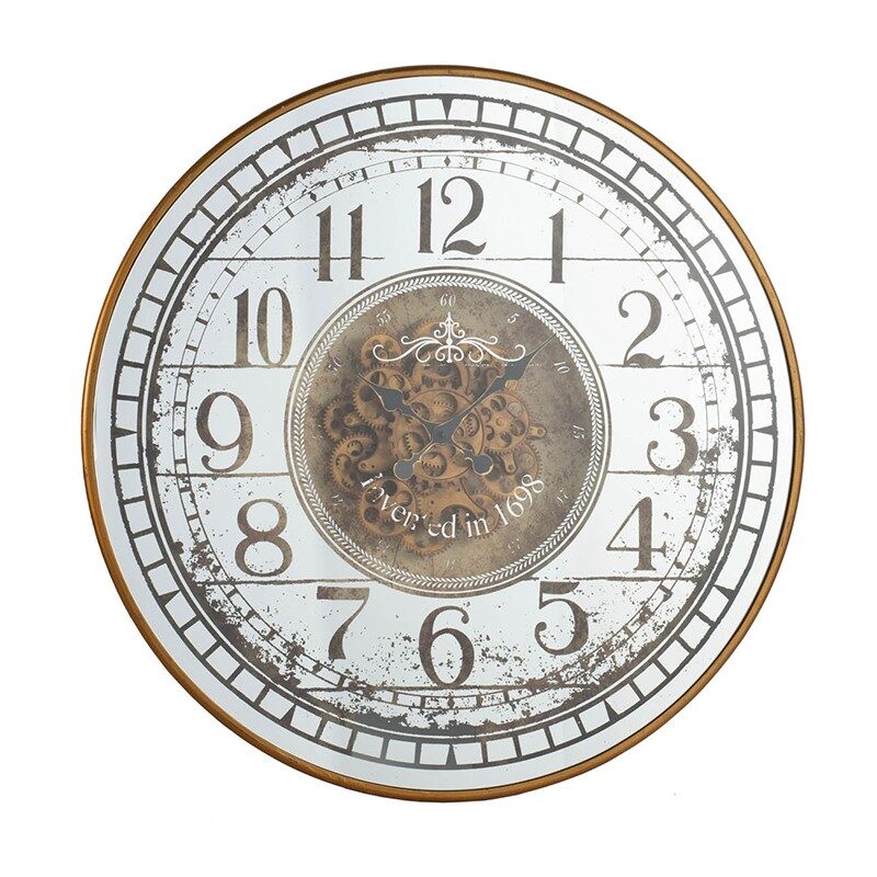 Artekko Artekko Clock Μπρονζέ Ρολόι Τοίχου MDF με Καθρέφτη (81.8x10.2x81.8)cm 38535