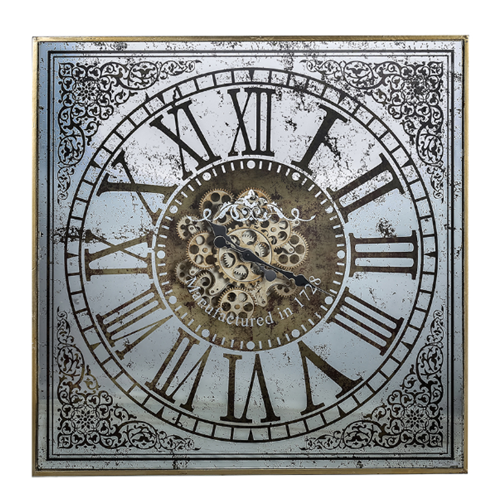 Artekko Artekko Clock Ρολόι Τοίχου MDF με Καθρέφτη με Χρυσές και Ασημί Λεπτομέρειες (81.8x10.2x81.8)cm 38536