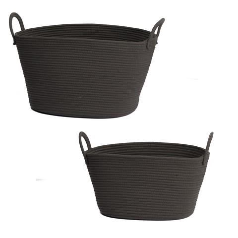 Artekko Artekko Lorne Καλάθια Πλεκτά Ανθρακί (58x38x37)cm Σετ/2 40690-GRAY