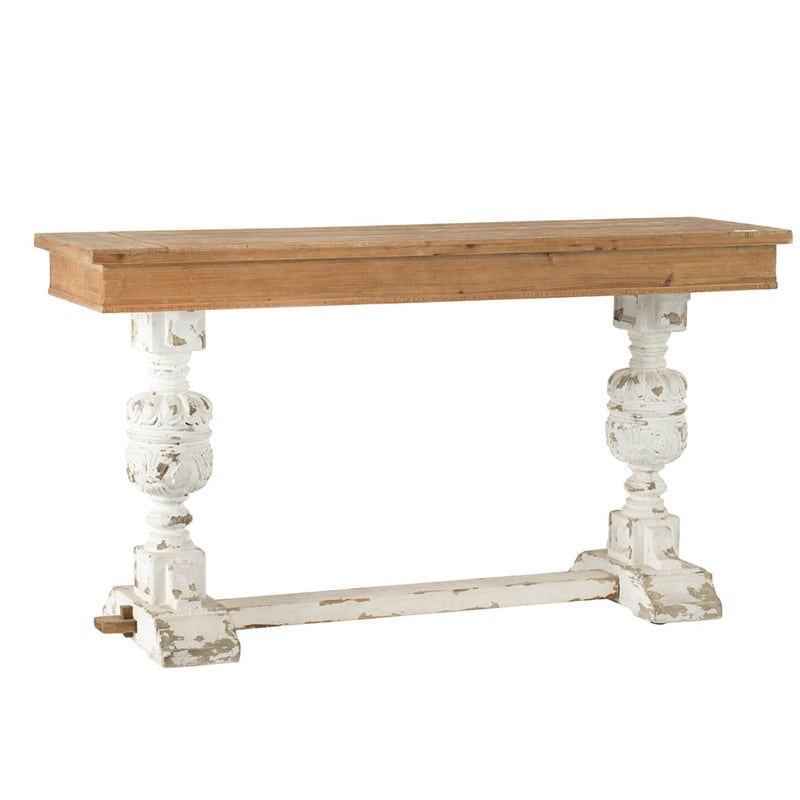 Artekko Artekko Console Κονσόλα από Ξύλο Ελάτης σε Λευκή και Φυσική Απόχρωση (150x45x82)cm 41122
