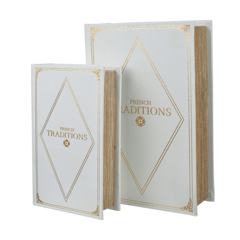 Artekko Artekko Book Διακοσμητικά Βιβλία MDF με Αποθηκευτικό Χώρο σε Λευκό με Χρυσό (27x17.5x6.5)cm 2pcs 41141