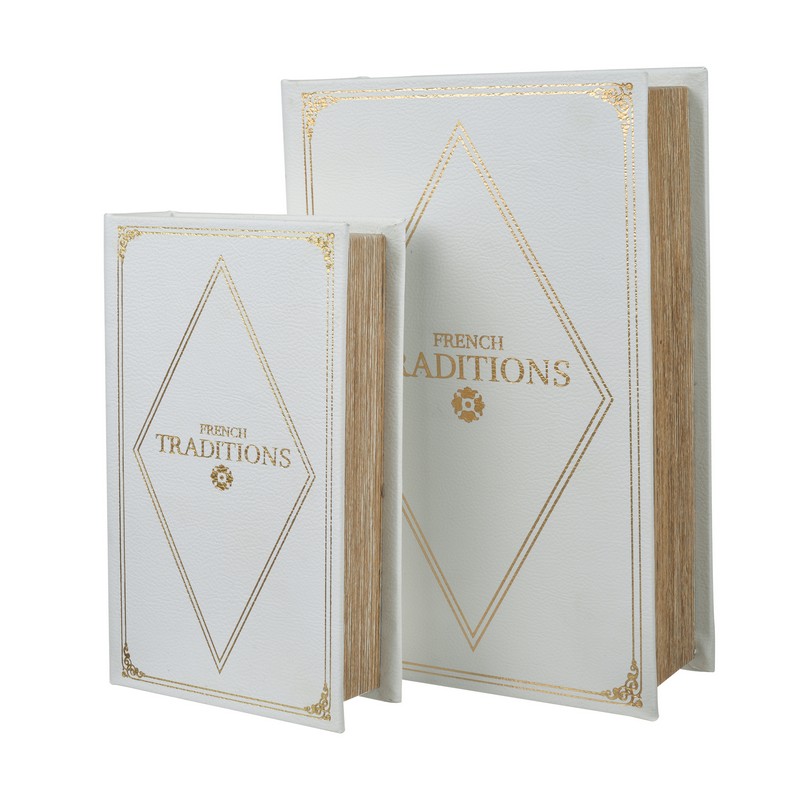 Artekko Artekko Book Διακοσμητικά Βιβλία MDF με Αποθηκευτικό Χώρο σε Λευκό με Χρυσό (27x17.5x6.5)cm 2pcs 41141