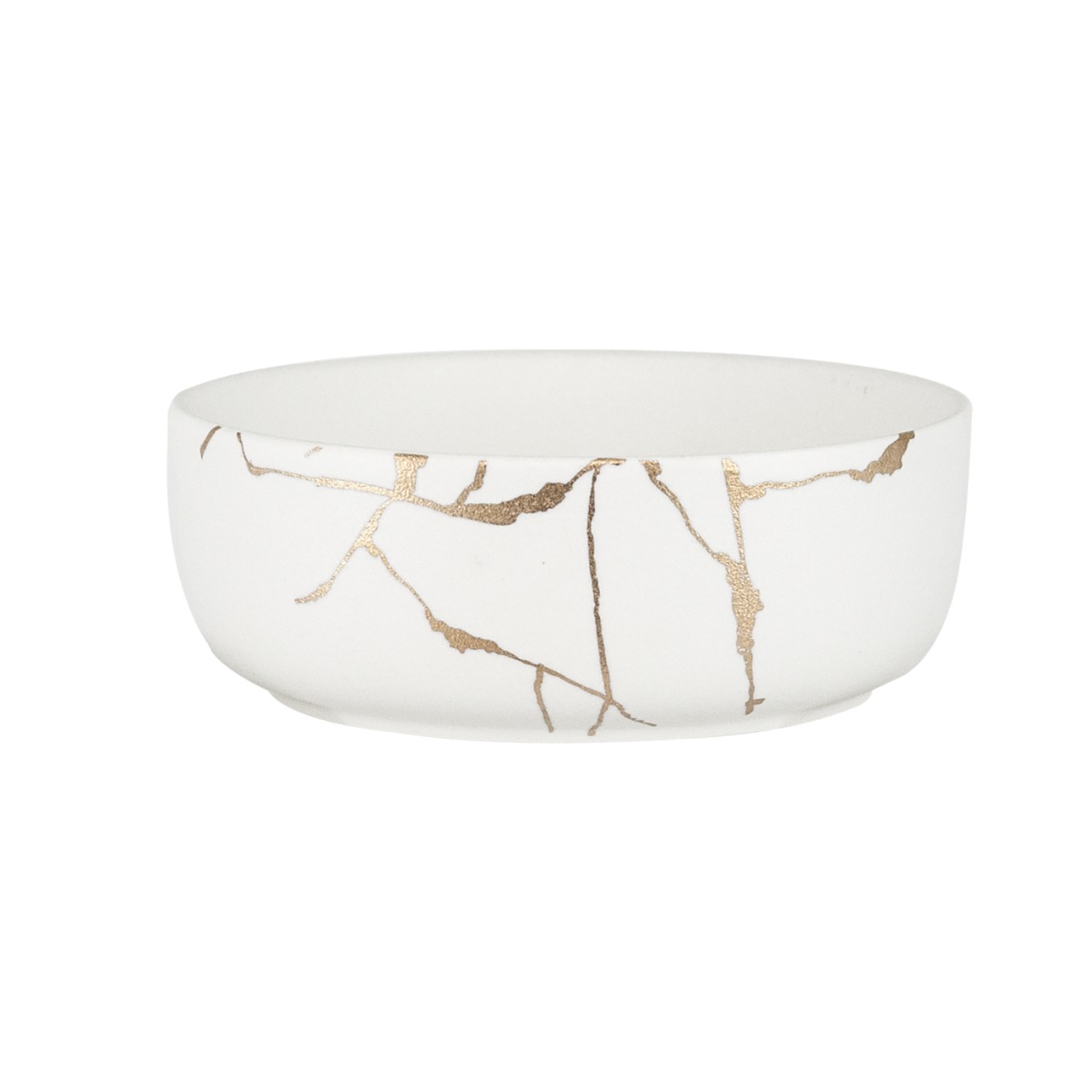 Artekko Artekko Wabi Sabi Λευκό Μπολ Πορσελάνης με Εφέ Μαρμάρου και Χρυσές Λεπτομέρειες (18x18x6.6)cm 440003