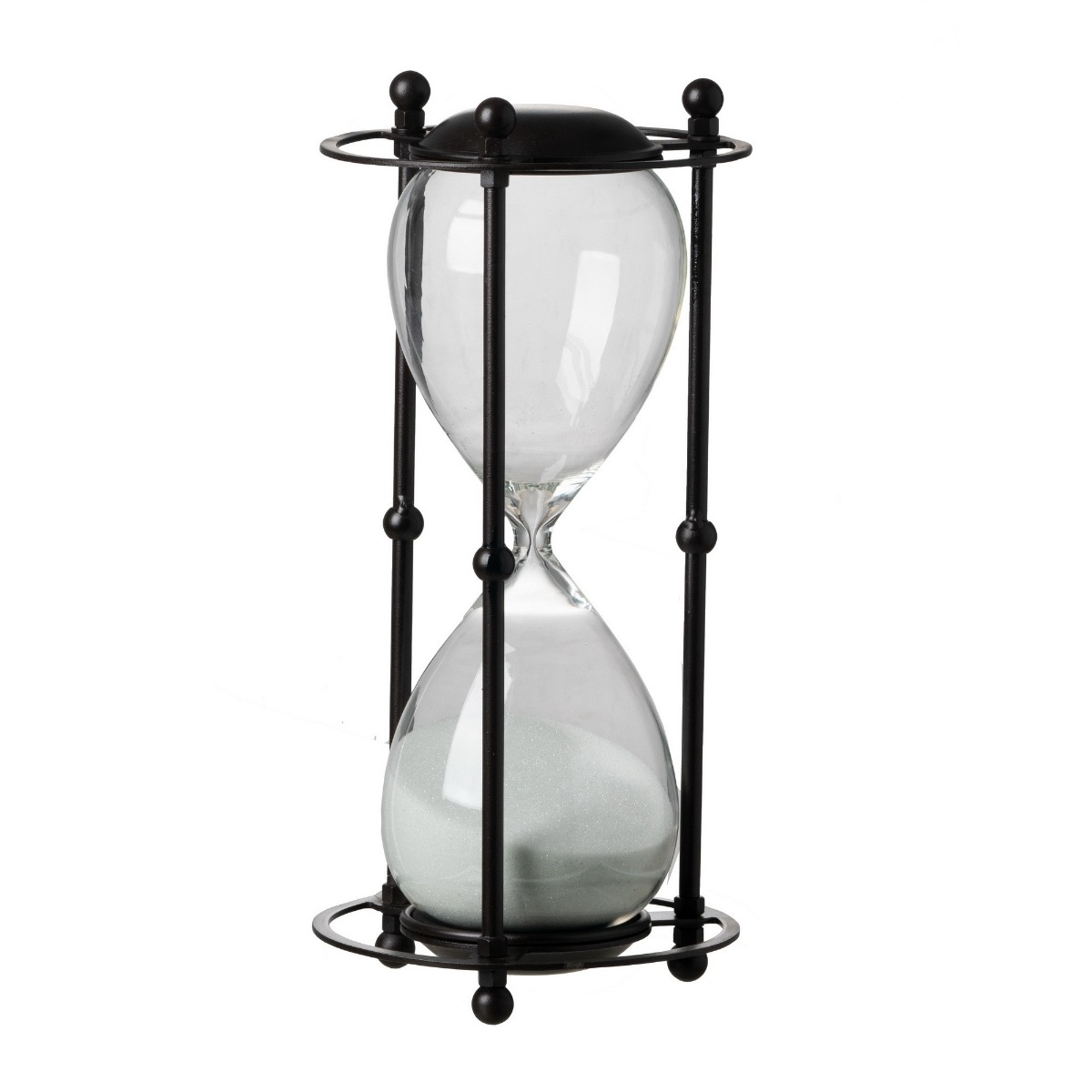 Artekko Artekko Hourglass Διακοσμητική Κλεψύδρα σε Μαύρη Μεταλλική Βάση με Λευκή Άμμο (15.8x15.8x33)cm 44360-WHIT