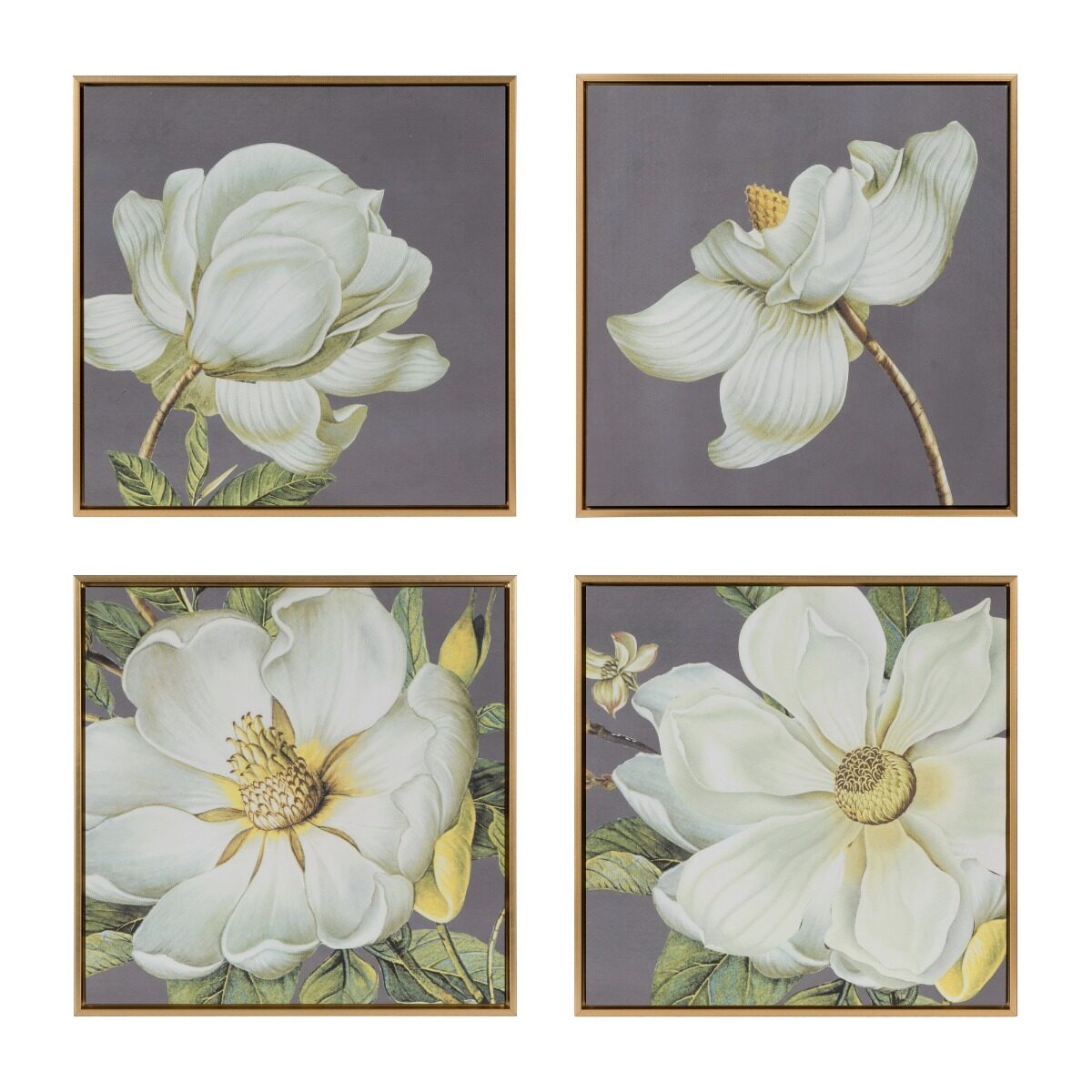 Artekko Artekko Flower Διακοσμητικά Κάδρα με Χρυσή Κορνίζα (50x50x3.6)cm 4pcs 44701