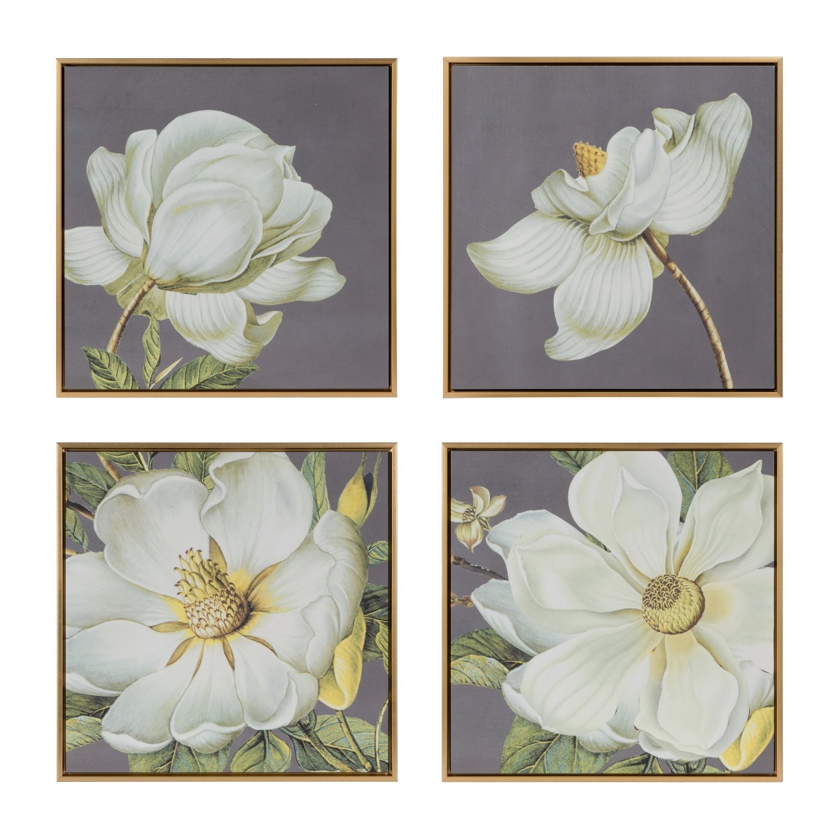 Artekko Artekko Flower Διακοσμητικά Κάδρα με Χρυσή Κορνίζα (50x50x3.6)cm 4pcs 44701