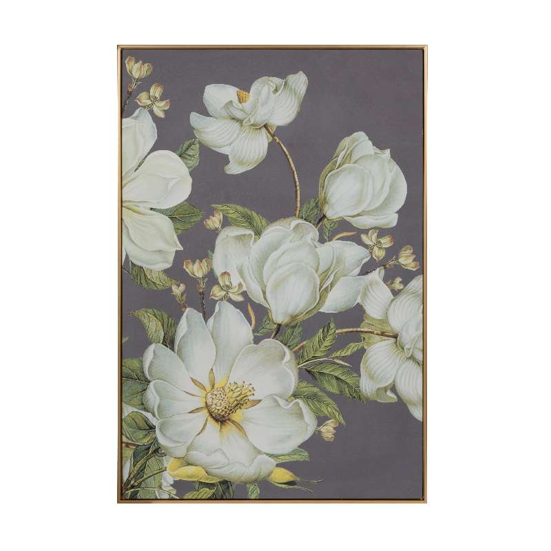 Artekko Artekko Flower Πίνακας MDF/Ύφασμα Μπεζ Γκρι/Λευκό (80x3.5x120)cm 44702