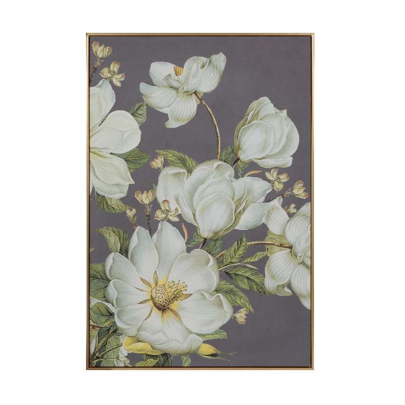 Artekko Artekko Flower Πίνακας MDF/Ύφασμα Μπεζ Γκρι/Λευκό (80x3.5x120)cm 44702