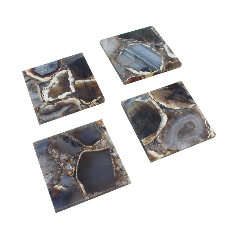 Artekko Artekko Agate Σουβέρ από Μαύρο Αχάτη (10x10x1.1)cm 4pcs 44887-BLAC