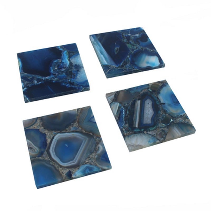 Artekko Artekko Quartz Σουβέρ από Μπλε Χαλαζία (10x10x1.1)cm 4pcs 44887-BLUE