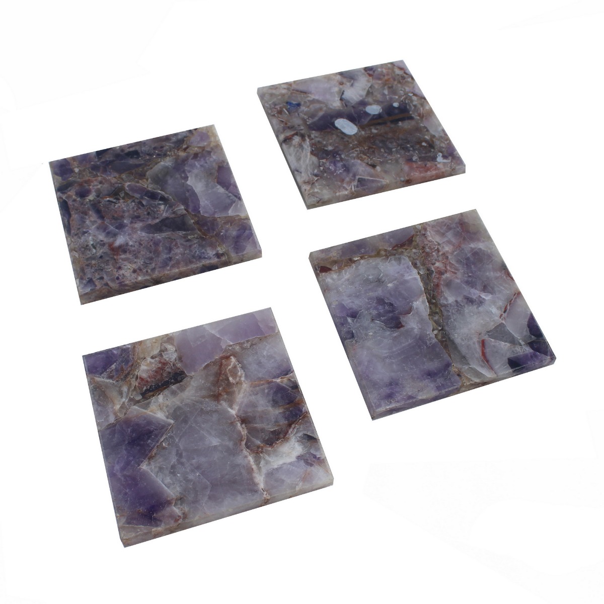 Artekko Artekko Quartz Σουβέρ από Μοβ Χαλαζία (10x10x1.1)cm 4pcs 44887-PURP