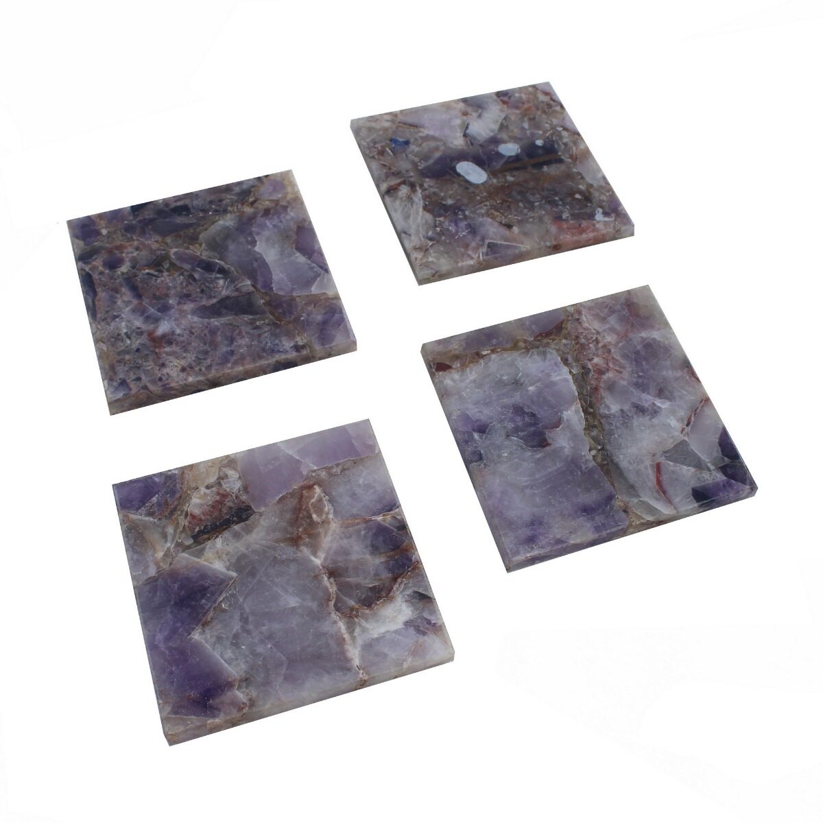 Artekko Artekko Quartz Σουβέρ από Μοβ Χαλαζία (10x10x1.1)cm 4pcs 44887-PURP