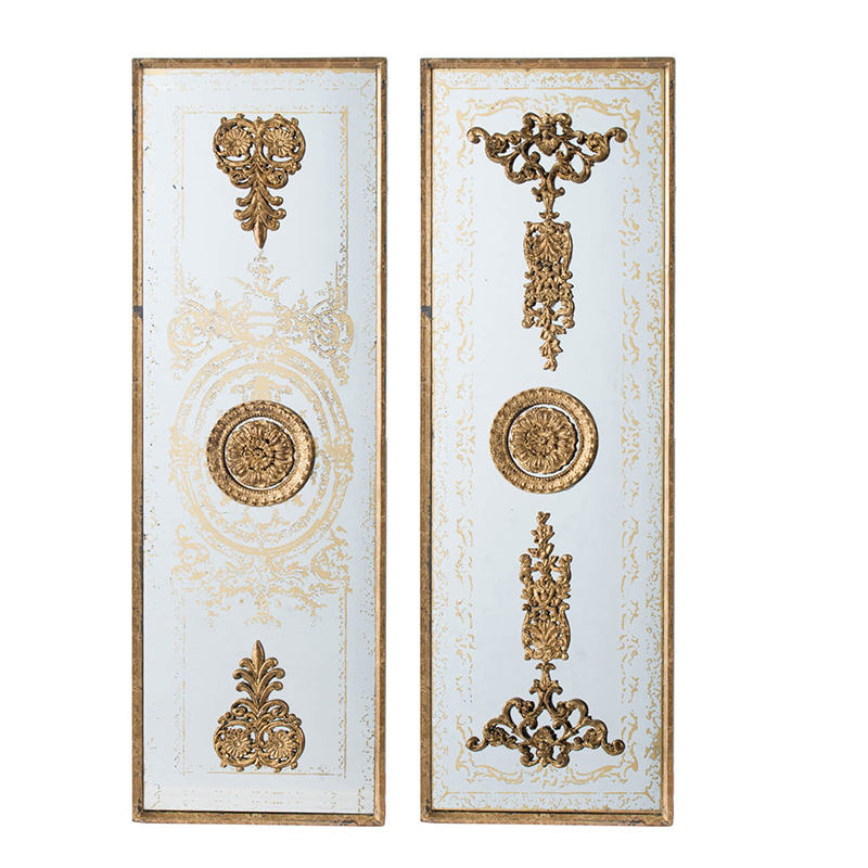 Artekko Artekko Mirror MDF  Καθρέπτης Τοίχου με Ανάγλυφες Χρυσές Λεπτομέρειες (40.4x4.1x121.9)cm 2pcs 44935