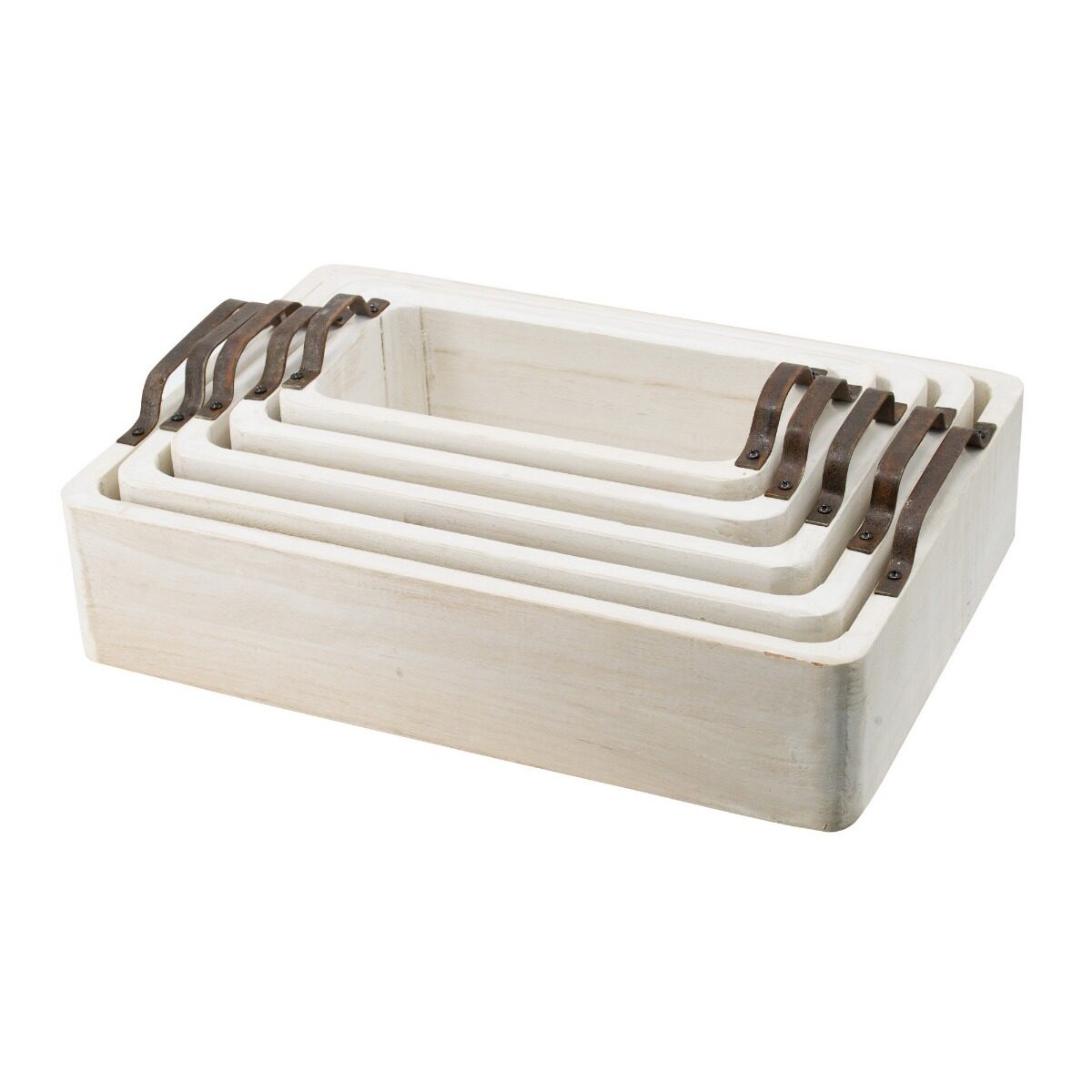 Artekko Artekko Paulownia Wood Διακοσμητικοί Δίσκοι από Ξύλο και Μέταλλο σε Φυσική Απόχρωση (50x35x14)cm (44.5x30.5x14)cm (40.6x26.7x14)cm (35.5x20.3x14)cm (30.5x15.2x14)cm 5pcs 45692