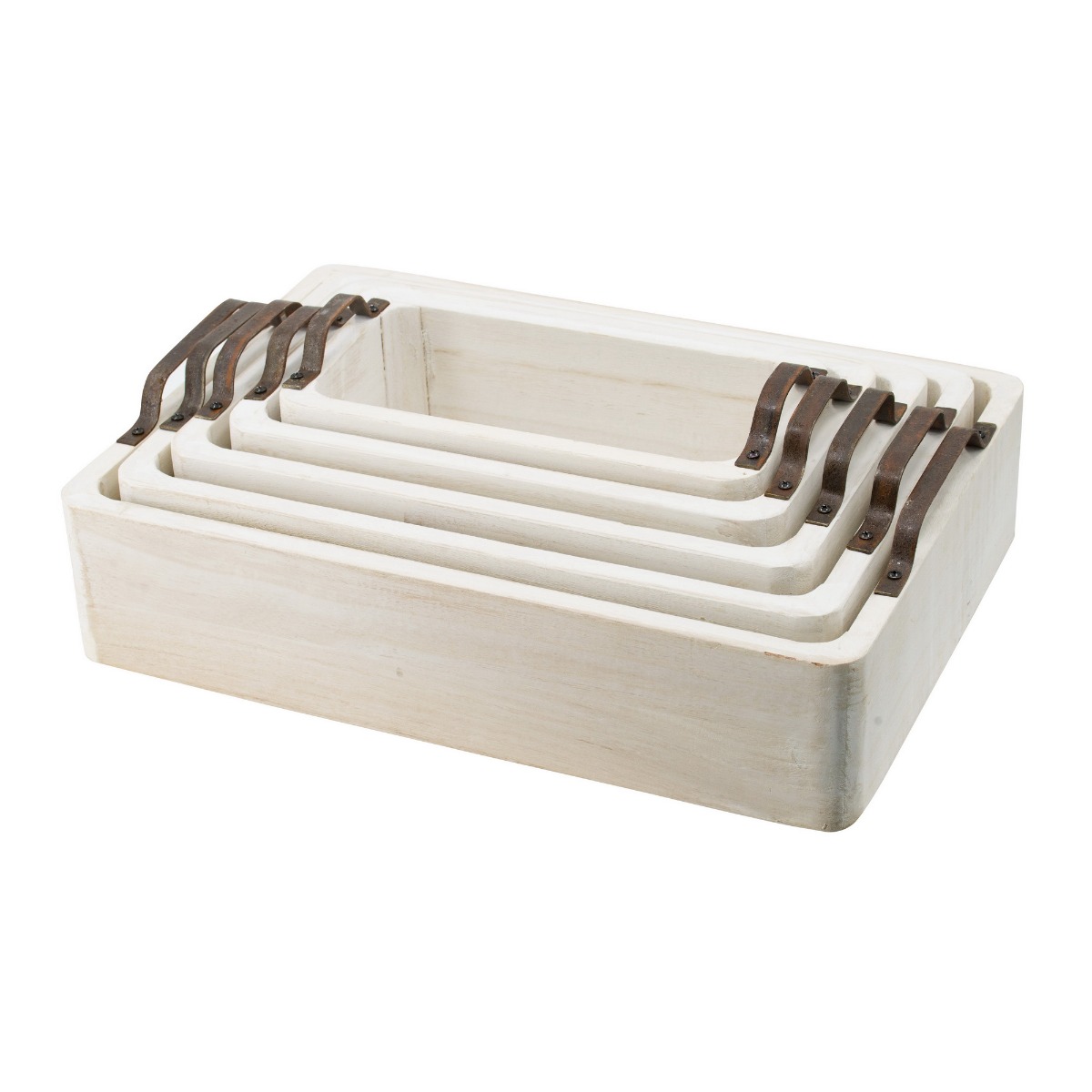 Artekko Artekko Paulownia Wood Διακοσμητικοί Δίσκοι από Ξύλο και Μέταλλο σε Φυσική Απόχρωση (50x35x14)cm (44.5x30.5x14)cm (40.6x26.7x14)cm (35.5x20.3x14)cm (30.5x15.2x14)cm 5pcs 45692