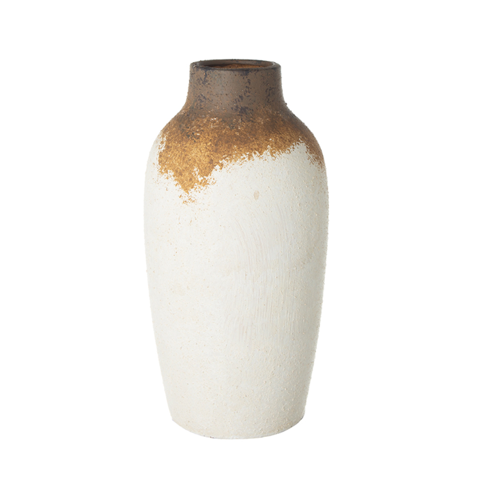 Artekko Artekko Antique Λευκό Κεραμικό Βάζο με Καφέ Λεπτομέρειες (13.2x13.2x26)cm 460184
