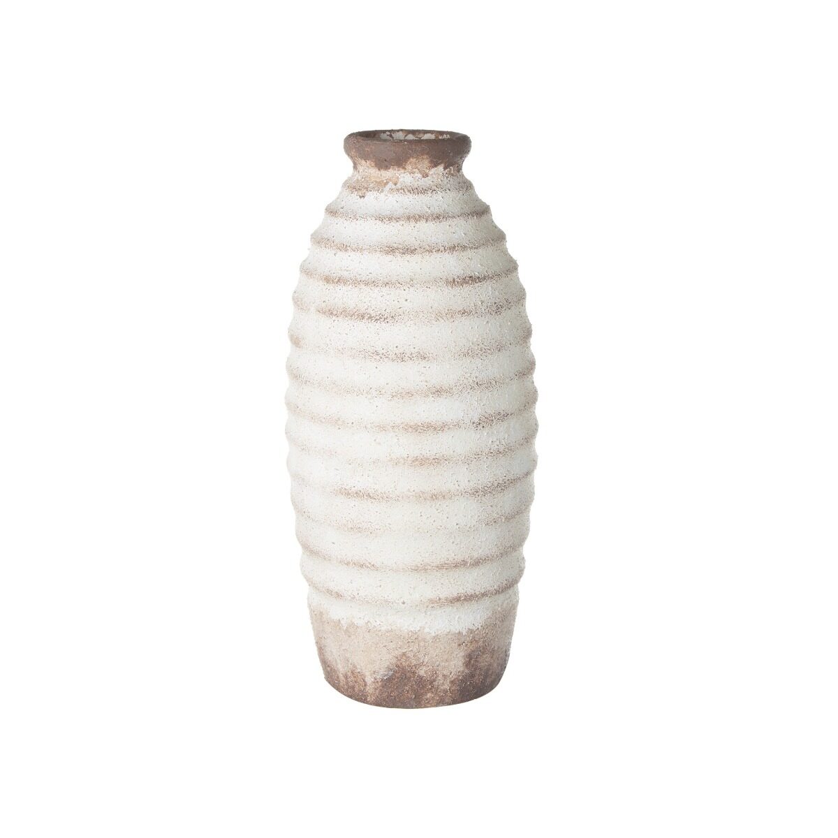 Artekko Artekko Antique Λευκό Κεραμικό Βάζο με Καφέ Λεπτομέρειες (12.7x12.7x28.4)cm 460186