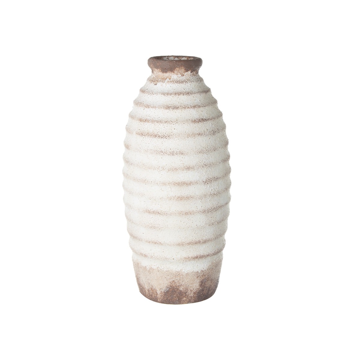 Artekko Artekko Antique Λευκό Κεραμικό Βάζο με Καφέ Λεπτομέρειες (12.7x12.7x28.4)cm 460186