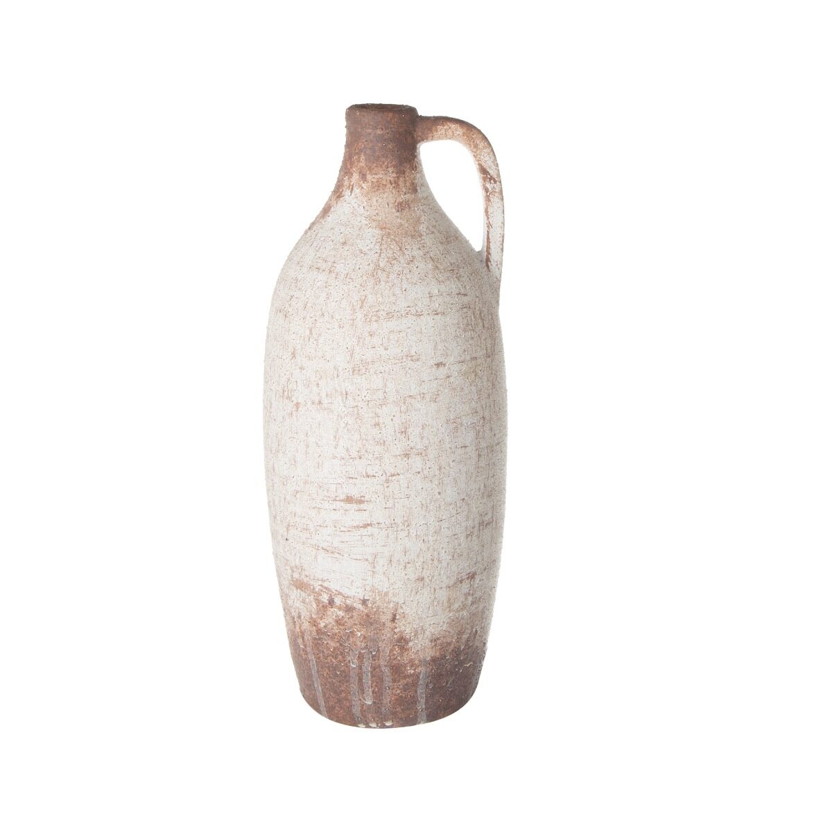 Artekko Artekko Antique Λευκό Κεραμικό Βάζο με Καφέ Λεπτομέρειες (12.5x12.5x30.5)cm 460187