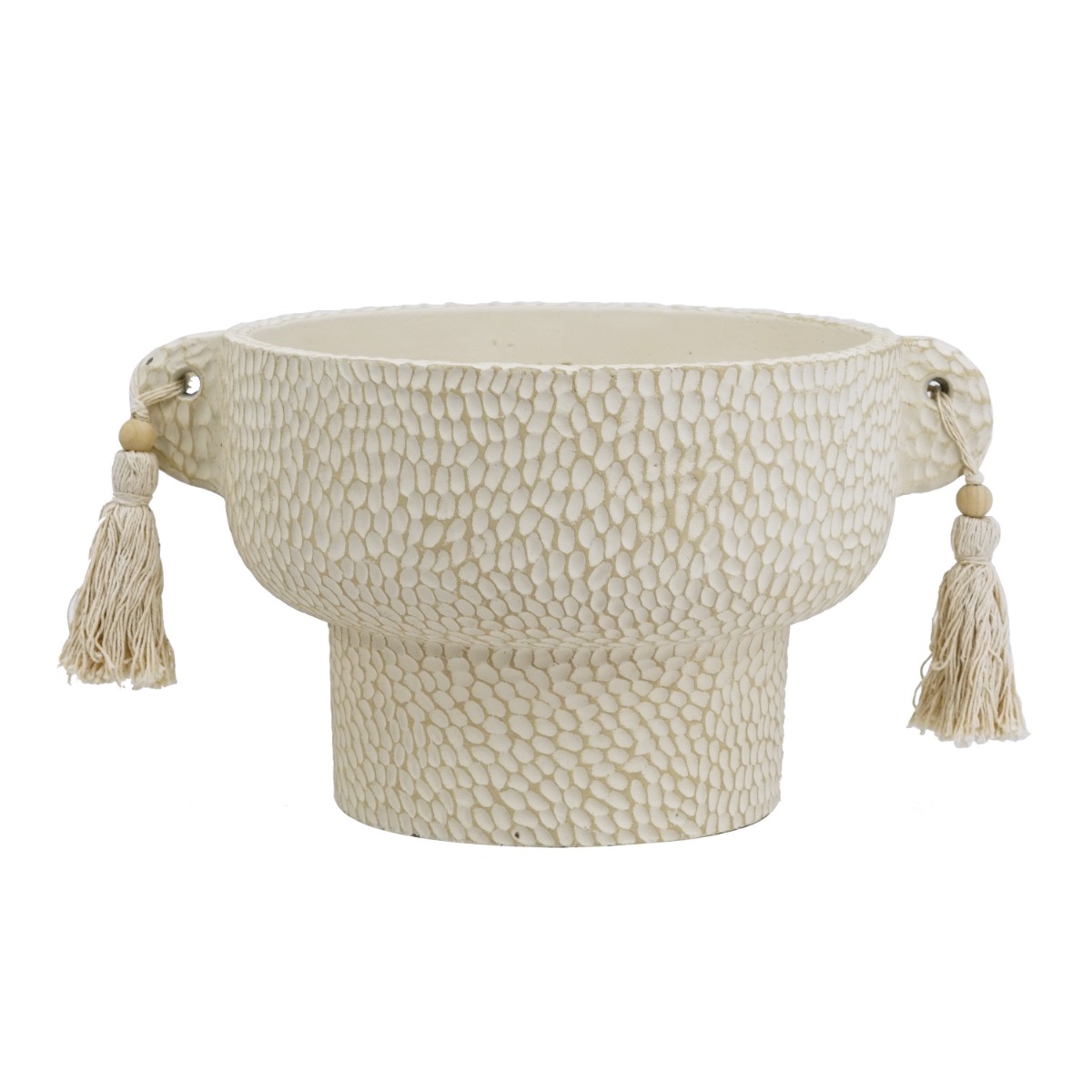 Artekko Artekko Antique Μπεζ Τσιμεντένιο Δοχείο με Φούντες (21.5x18.2x12)cm 460280