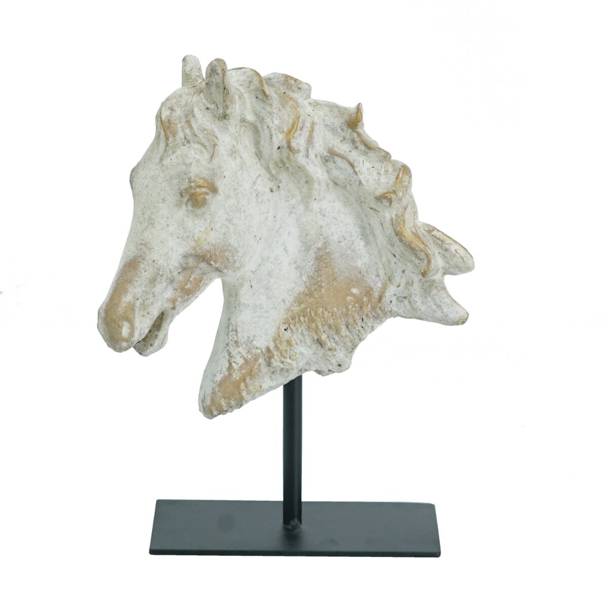 Artekko Artekko Horse Μπεζ Τσιμεντένιο Διακοσμητικό Άλογο σε Μεταλλική Μαύρη Βάση (19x9.5x27)cm 460294