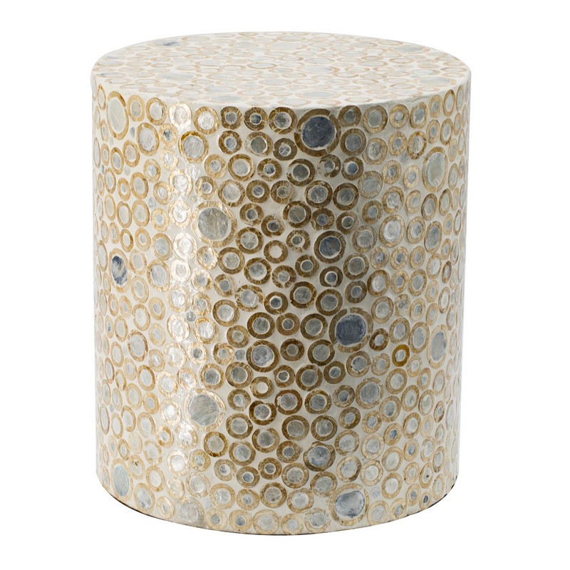 Artekko Artekko Ivory Τραπέζι Βοηθητικό Σκαμπό MDF Capiz Κρεμ με Χρυσό (35x35x40)cm 46958