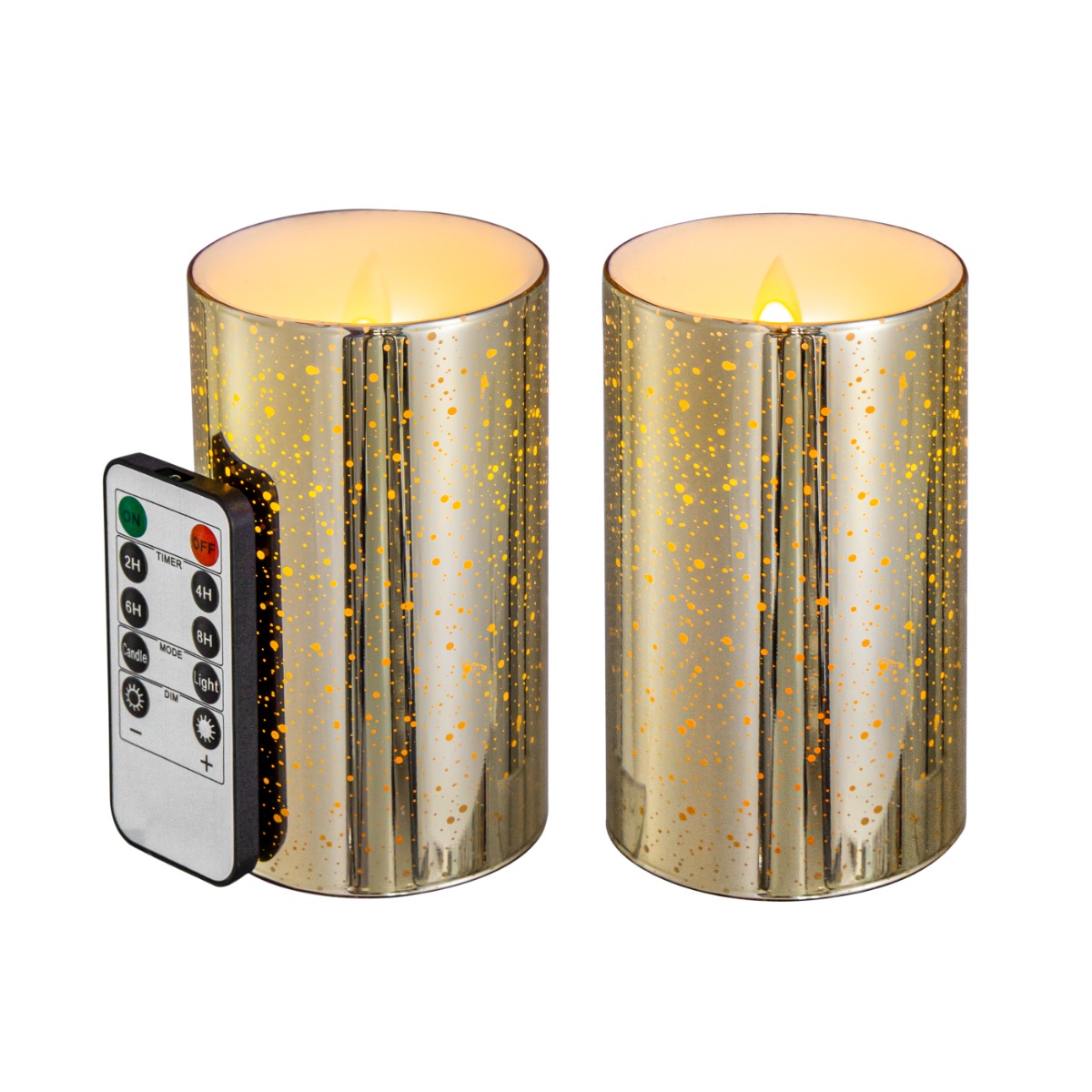 Artekko Artekko Flame Χρυσά Γυάλινα Κεριά Led με Τηλεχειριστήριο (7.6x7.6x12.7)cm 2pcs 480299