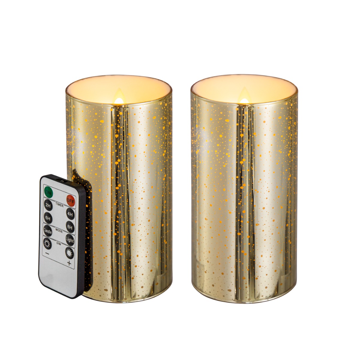 Artekko Artekko Flame Χρυσά Γυάλινα Κεριά Led με Τηλεχειριστήριο (7.6x7.6x15.2)cm 2pcs 480300