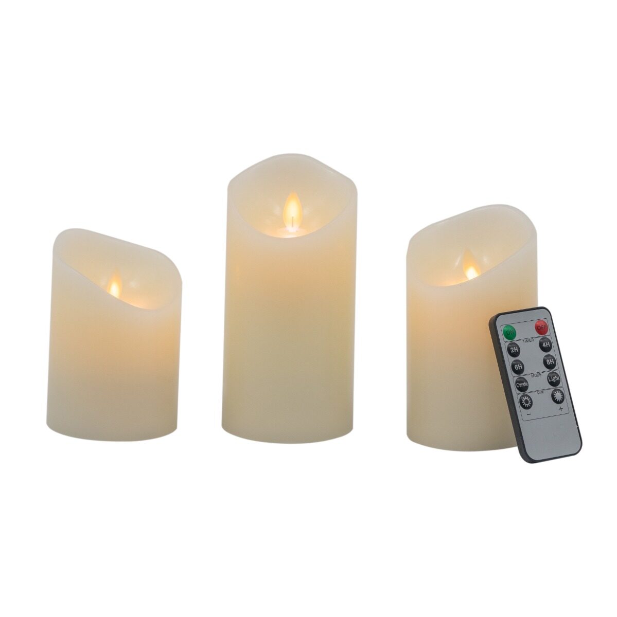 Artekko Artekko Flame Μπεζ Κεριά Led με Τηλεχειριστήριο (7.6x7.6x15.2)cm 3pcs 480311-IVORY