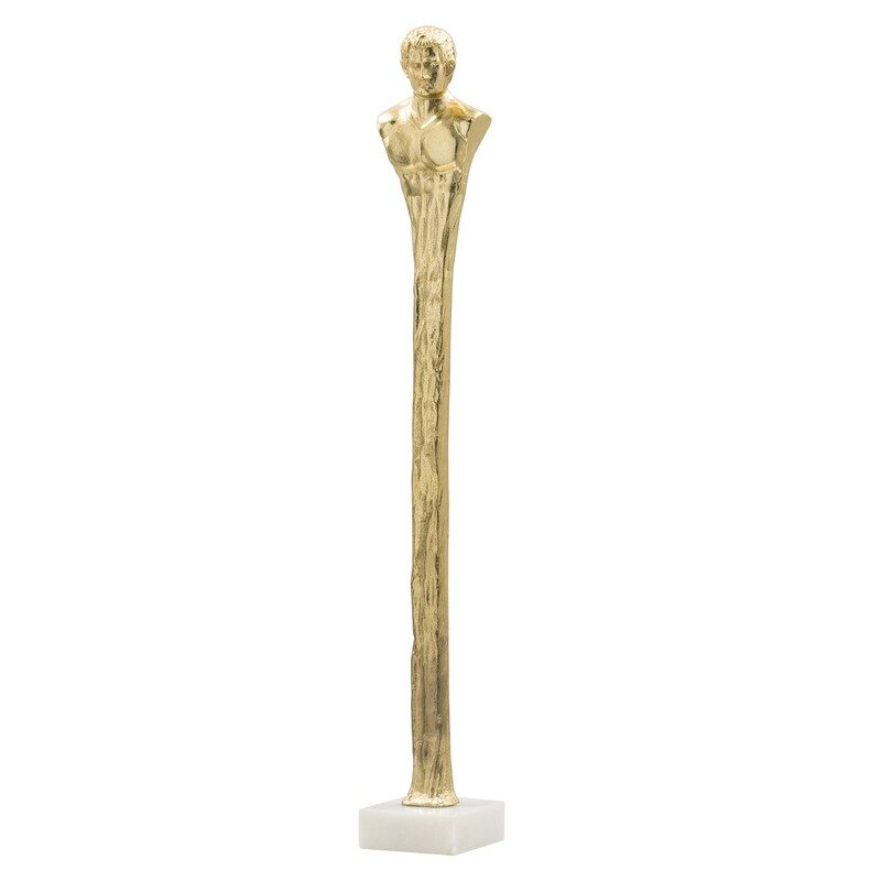 Artekko Artekko Marble Χρυσή Μεταλλική Διακοσμητική Προτομή με Μαρμάρινη Λευκή Βάση (14x14x81.3)cm 48041