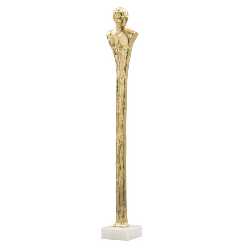 Artekko Artekko Marble Χρυσή Μεταλλική Διακοσμητική Προτομή με Μαρμάρινη Λευκή Βάση (14x14x81.3)cm 48041