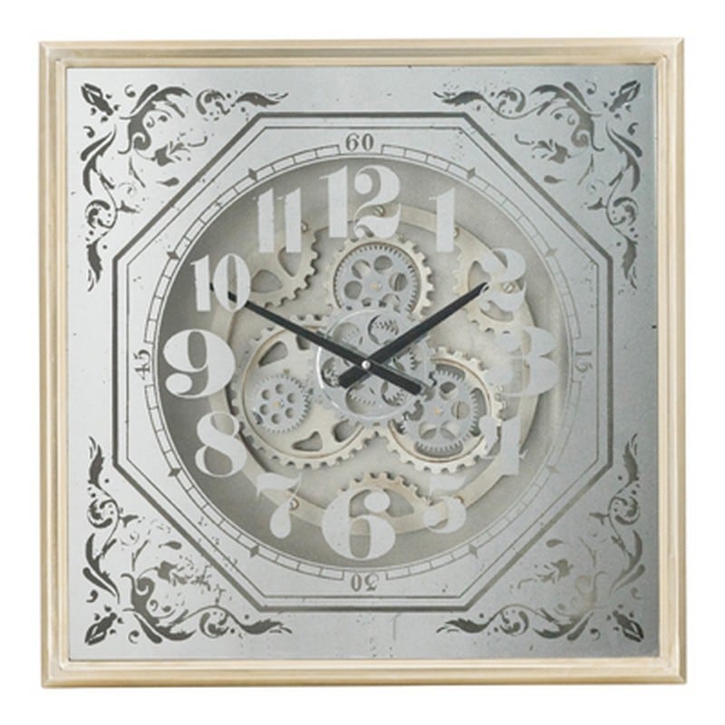 Artekko Artekko Clock Τετράγωνο Μεταλλικό Ρολόι Τοίχου με Μηχανισμό και Καθρέπτη με Χρυσές και Ασημί Λεπτομέρειες (60x8x60)cm 48065