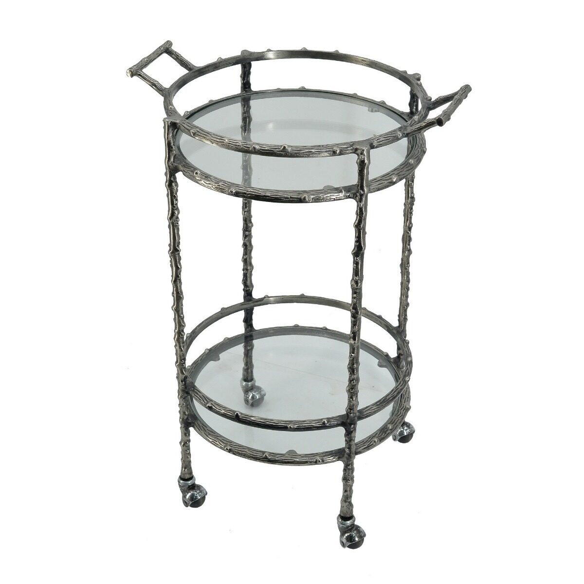 Artekko Artekko Cart Twig Ασημί Μεταλλικό Βοηθητικό Τρόλεϊ Μπαρ με 2 Επίπεδα (41x51x76)cm 48437