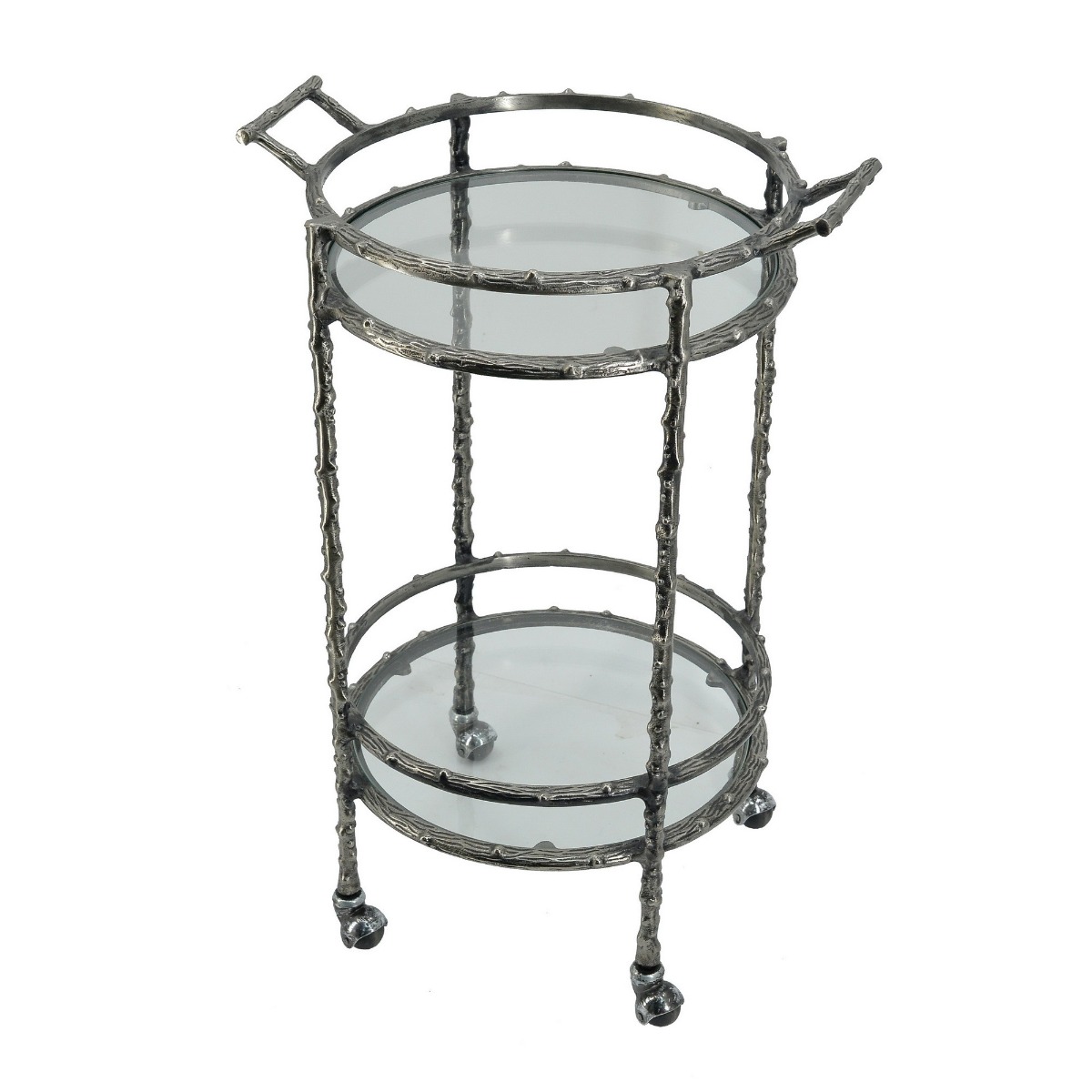 Artekko Artekko Cart Twig Ασημί Μεταλλικό Βοηθητικό Τρόλεϊ Μπαρ με 2 Επίπεδα (41x51x76)cm 48437