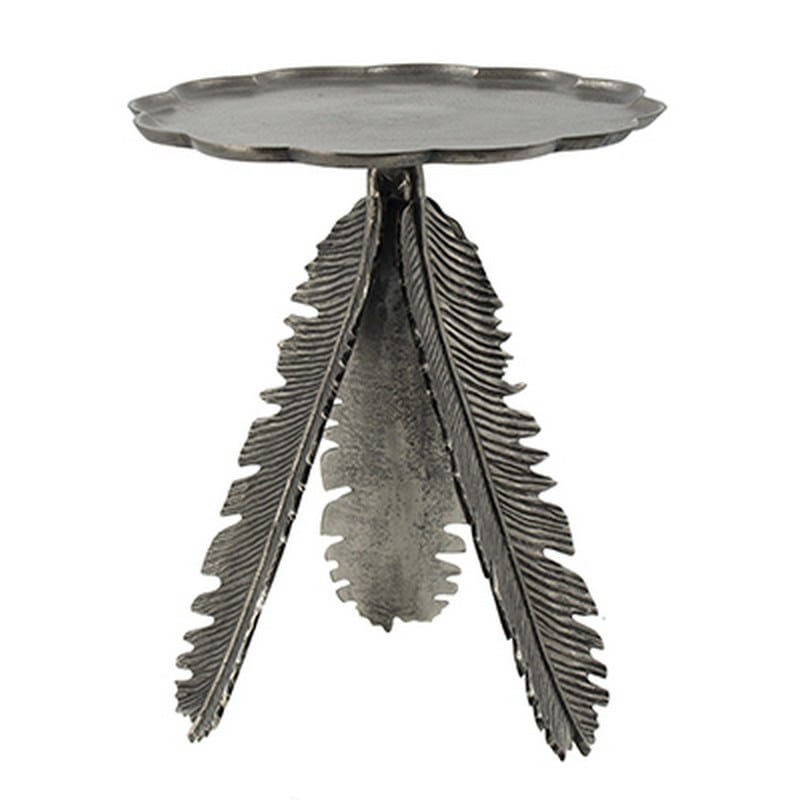 Artekko Artekko Feather Τραπέζι Βοηθητικό Μεταλλικό Ασημί Γκρι (43x43x50)cm 48440