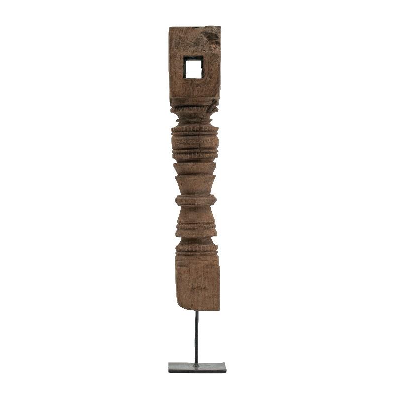 Artekko Artekko Pila Totem Κηροπήγιο Τοτέμ Ξύλο/Μέταλλο Καφέ/Μαύρο (10x10x68)cm 48557