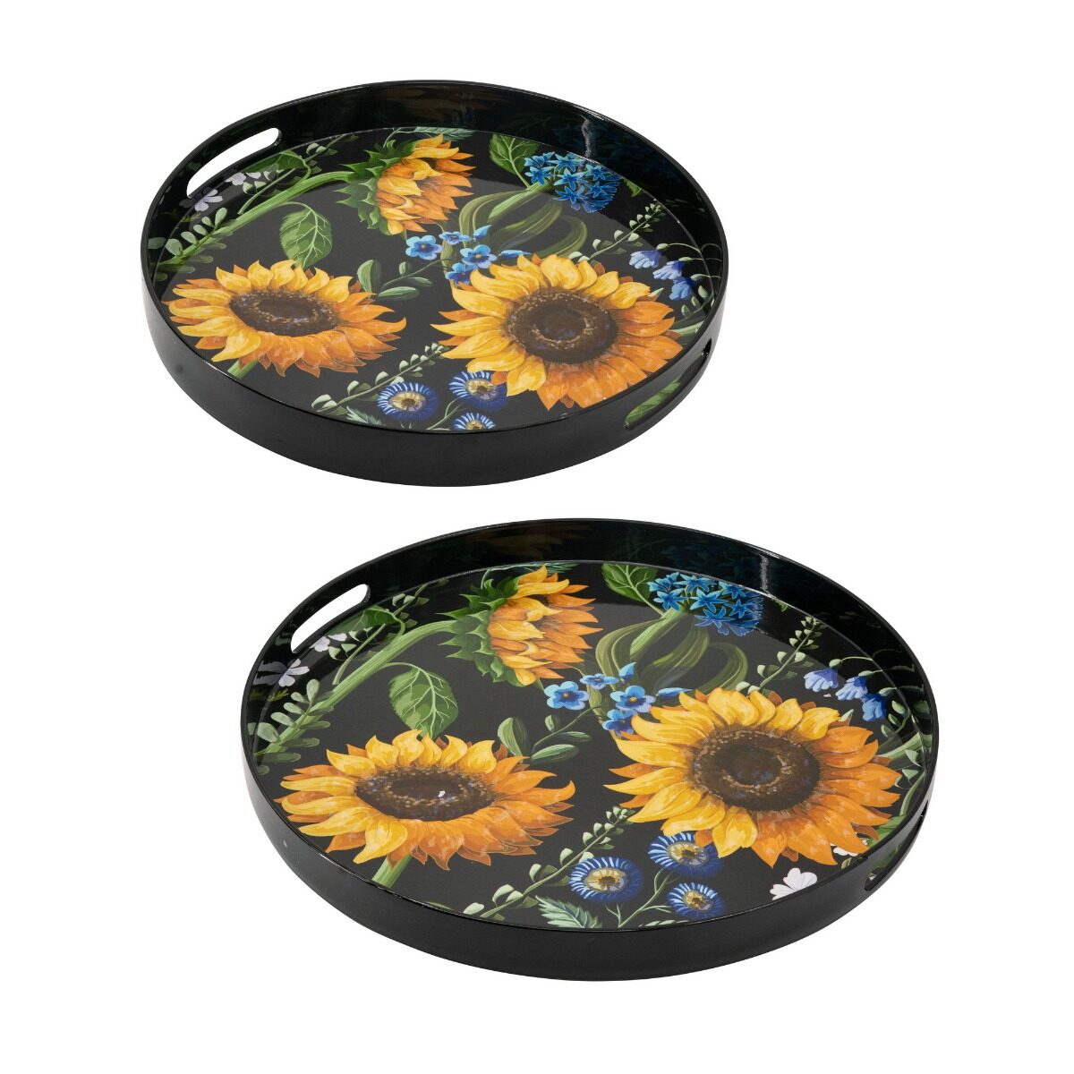 Artekko Artekko Tray Πολύχρωμοι Πλαστικοί Δίσκοι Σερβιρίσματος με Ηλιοτρόπια (46x46x4)cm 2pcs 48623