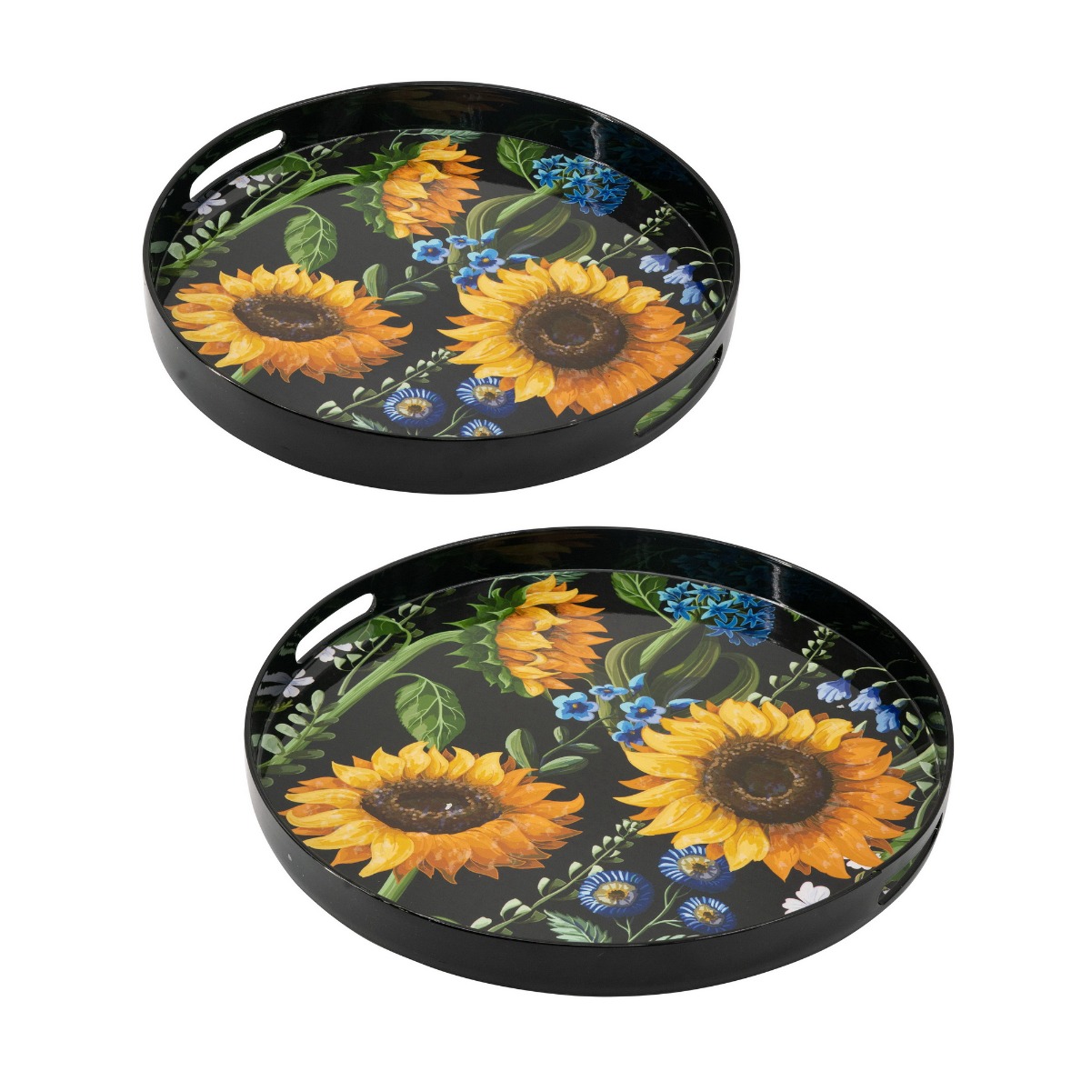 Artekko Artekko Tray Πολύχρωμοι Πλαστικοί Δίσκοι Σερβιρίσματος με Ηλιοτρόπια (46x46x4)cm 2pcs 48623